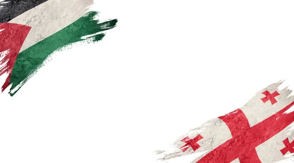 Drapeaux de Palestine et de Géorgie sur fond blanc — Photo