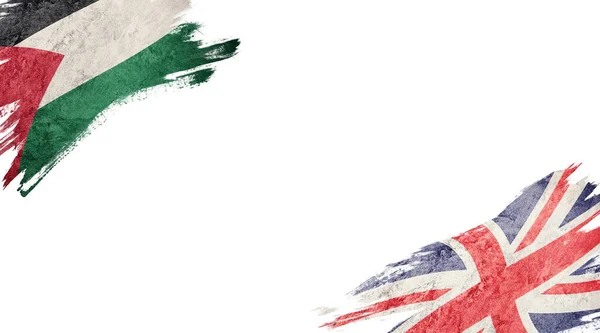 白地にパレスチナとイギリスの国旗 — ストック写真