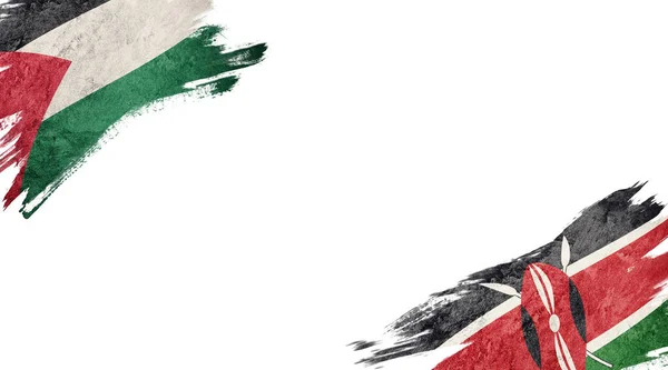 Flags of Palestine and Kenya on white background — Stock Photo, Image