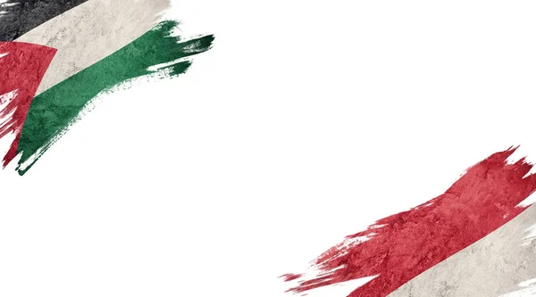 Vlajky Palestiny a Monaka na bílém pozadí — Stock fotografie