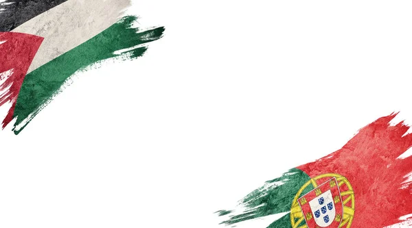 Flags of Palestine and Portugal on white background — ストック写真
