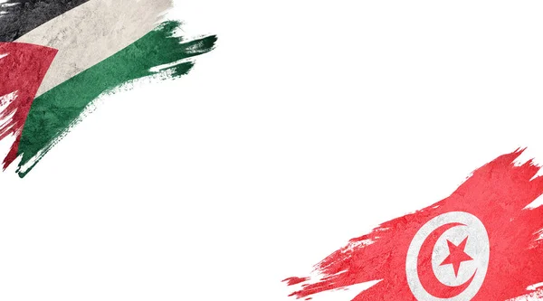 Flaggen aus Palestin und Thunfisch auf weißem Hintergrund — Stockfoto