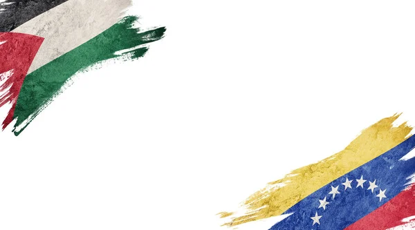 Flags of Palestine and Venezuela on white background — Stock Photo, Image
