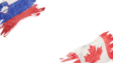 Flags of Slovenia and Canada on white background