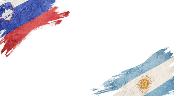 Флаги Словении и Аргентины на белом фоне — стоковое фото