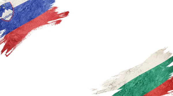 Flags of Slovenia and Bulgaria on white background — 스톡 사진