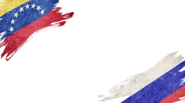 Прапори Венесуели та Росії на білому тлі — стокове фото