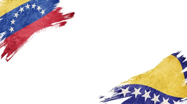 Bandeiras da Venezuela e Bósnia e Herzegovina em backgroun branco — Fotografia de Stock