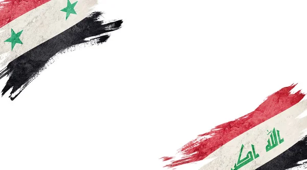 Bandeiras da Síria e do Iraque sobre fundo branco — Fotografia de Stock