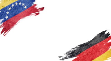 Beyaz arkaplanda Venezuela ve Almanya bayrakları