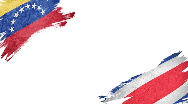 Flags of Venezuela and Costa Rica on white background — 스톡 사진