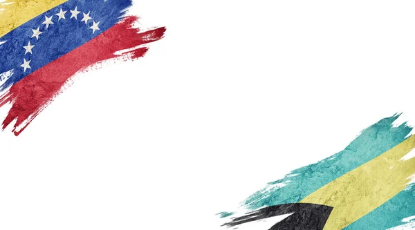Прапори Венесуели і Багамських островів на білому тлі — стокове фото