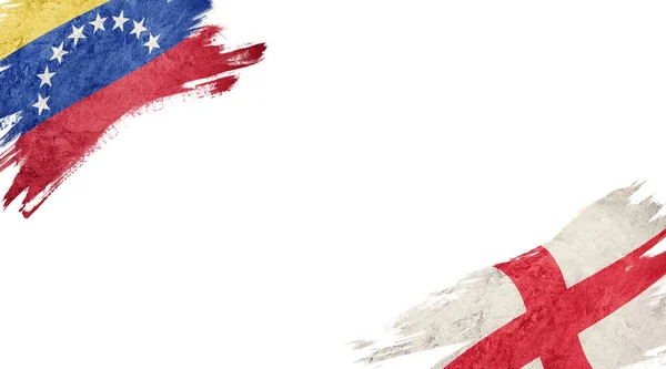 Прапори Венесуели та Англії на білому тлі — стокове фото
