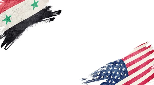 Flagi Syrii i USA na białym tle — Zdjęcie stockowe