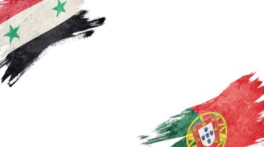 Beyaz arkaplanda Suriye ve Portekiz bayrakları