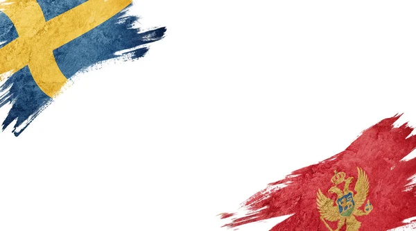 Flags of Sweden and Montenegro on white background — 스톡 사진