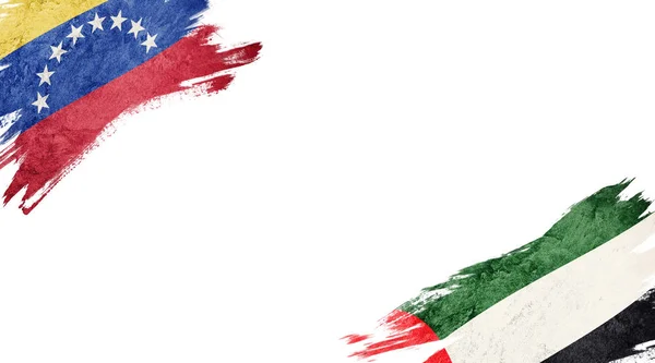 Flags of Venezuela and UAE on white background — 스톡 사진