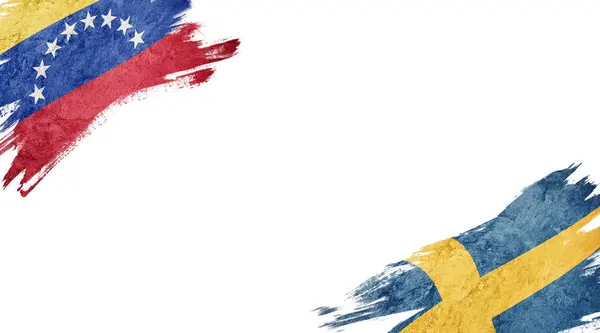 Прапори Венесуели та Швеції на білому тлі — стокове фото
