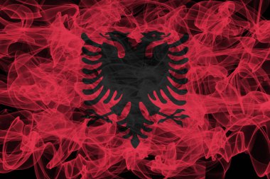 Albania Smoke Flag on Black Background, Albania flag