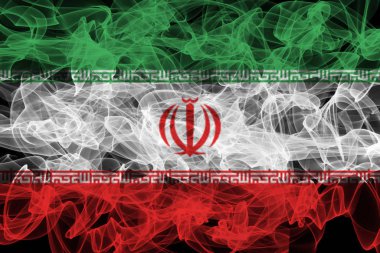 Iran Smoke Flag on Black Background, Iran flag