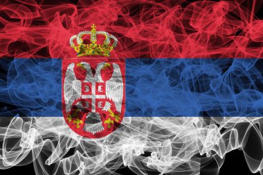 Serbia Smoke Flag on Black Background, Serbia flag