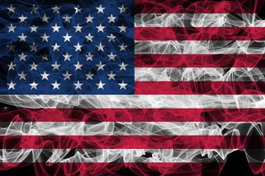 USA Smoke Flag on Black Background, USA flag