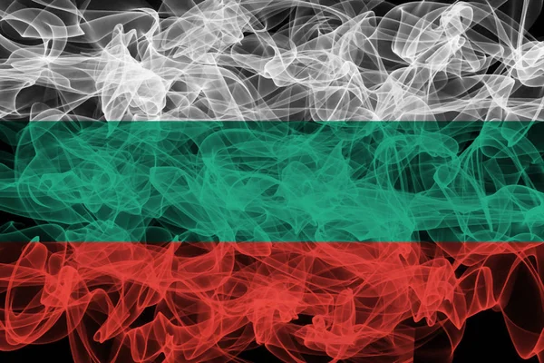 Bulgaria Smoke Flag on Black Background, Bulgaria flag — Stok fotoğraf