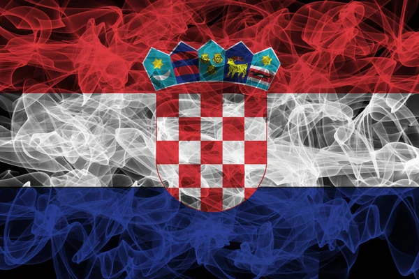 Drapeau de fumée de Croatie sur fond noir, drapeau de Croatie — Photo