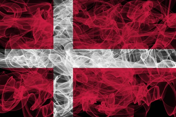 Denmark Smoke Flag on Black Background, Denmark flag — ストック写真