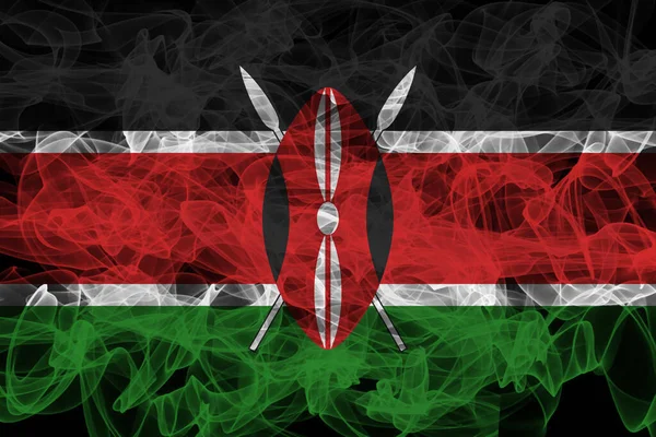 Kenya Smoke Flag on Black Background, Kenya flag — 스톡 사진