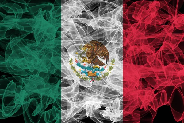 Mexico Smoke Flag on Black Background, Mexico flag — 图库照片