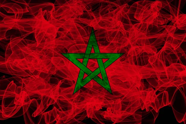 Morocco Smoke Flag on Black Background, Morocco flag — Stockfoto