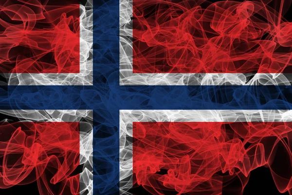 Bandera de humo de Noruega sobre fondo negro, bandera de Noruega —  Fotos de Stock