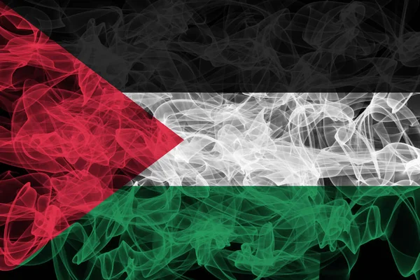 Bandeira de Fumaça da Palestina em fundo preto, bandeira da Palestina — Fotografia de Stock