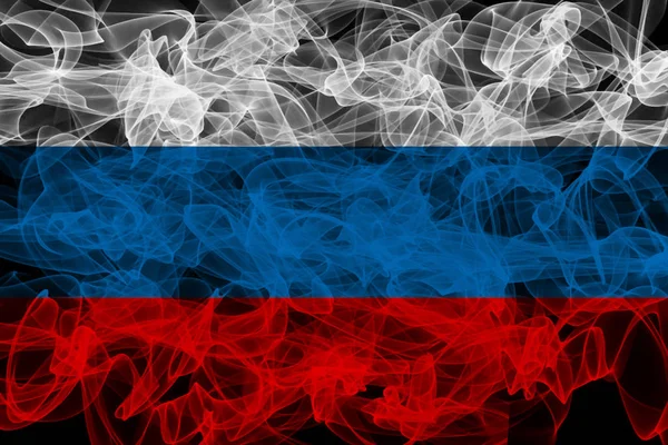 Σημαία καπνού της Ρωσίας σε μαύρο φόντο, σημαία Ρωσίας — Φωτογραφία Αρχείου
