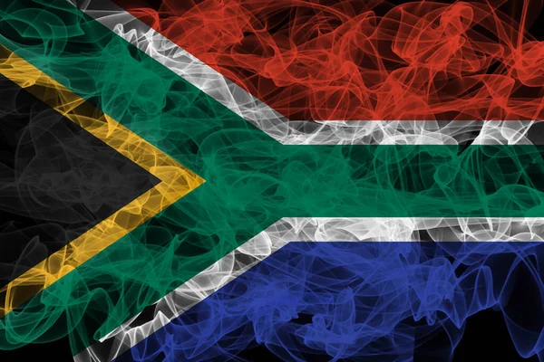 South Africa Smoke Flag on Black Background, South Africa flag — Stockfoto