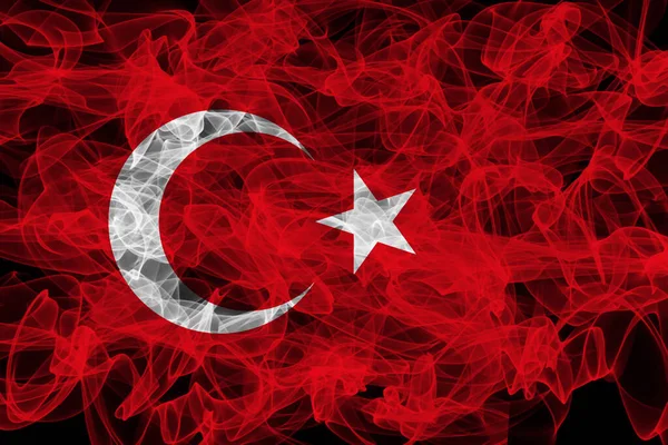 Törökország füst zászló a fekete háttér, Törökország zászló — Stock Fotó