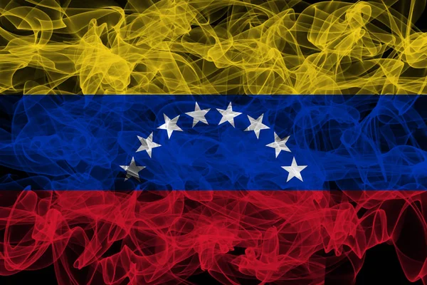 Venezuela smoke flag auf schwarzem hintergrund, venezuela flag — Stockfoto