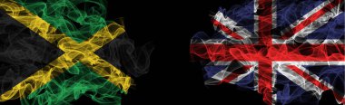Jamaika ve Birleşik Krallık bayrakları Kara arka planda, Jamaika