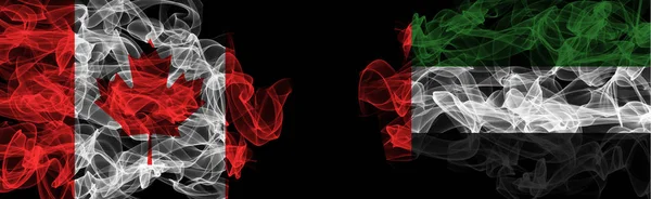 Flags of Canada and UAE on Black background, Canada vs United Ar — Stock Photo, Image