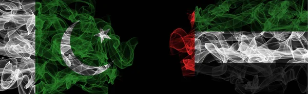 Flags of Pakistan and UAE on Black background, Pakistan vs Unite