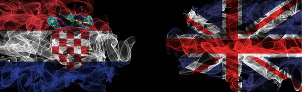 Прапори Хорватії та Великої Британії на чорному тлі, Хорватія — стокове фото