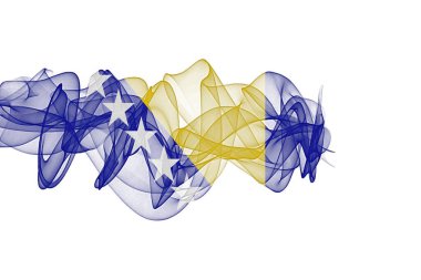 Bosna-Hersek Beyaz Arkaplanda Duman Bayrağı ve Bosna-Hersek fla