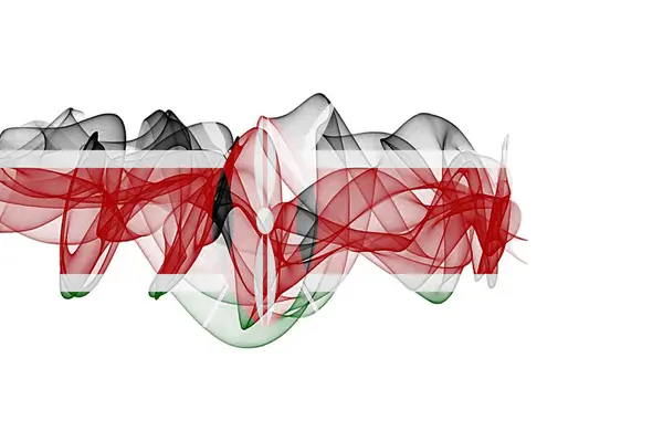 Kenijska Flaga Dymna Białym Tle Kenia Fla — Zdjęcie stockowe