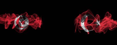 Siyah arka planda Tunus ve Türkiye bayrakları, Tunus Türkiye 'ye Karşı Duman Bayrağı