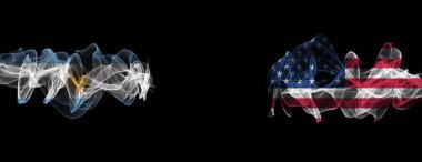 Siyah arka planda Arjantin ve Usa bayrakları, Arjantin vs Usa Smoke Flag