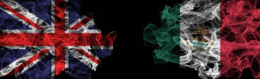 Siyah arka planda Union Jack ve Mexico bayrakları, Union Jack vs Mexico Smoke Flag