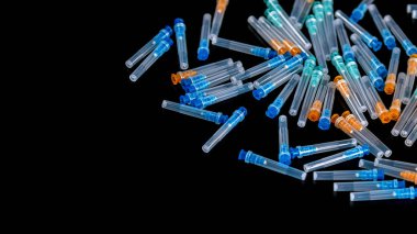 Tıbbi Steril İğneler, Siyah Arkaplan İğnesi, Sağlık Bakım Konsepti.