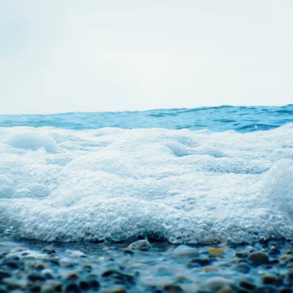 Soft Wave Blue Ocean Sandy Beach Háttér Fogalmi Kép — Stock Fotó