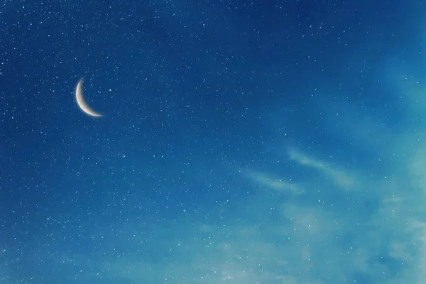 Éjszakai Égbolt Hold Csillagok Ramadan Kareem Ünnep — Stock Fotó